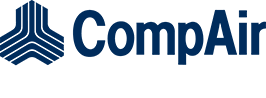 CompAir logo: dark blue text and symbol.