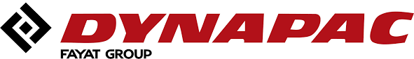 Logo for Dynapac, a Fayat Group brand. Features a black logo and red