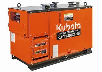 Orange Kubota generator with a white top, in a studio setting.