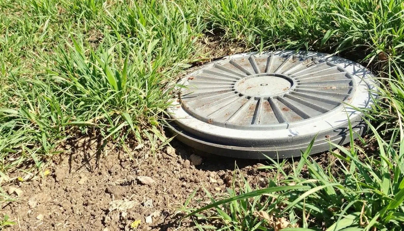 A quality septic tank replacement lid installed on a septic tank.