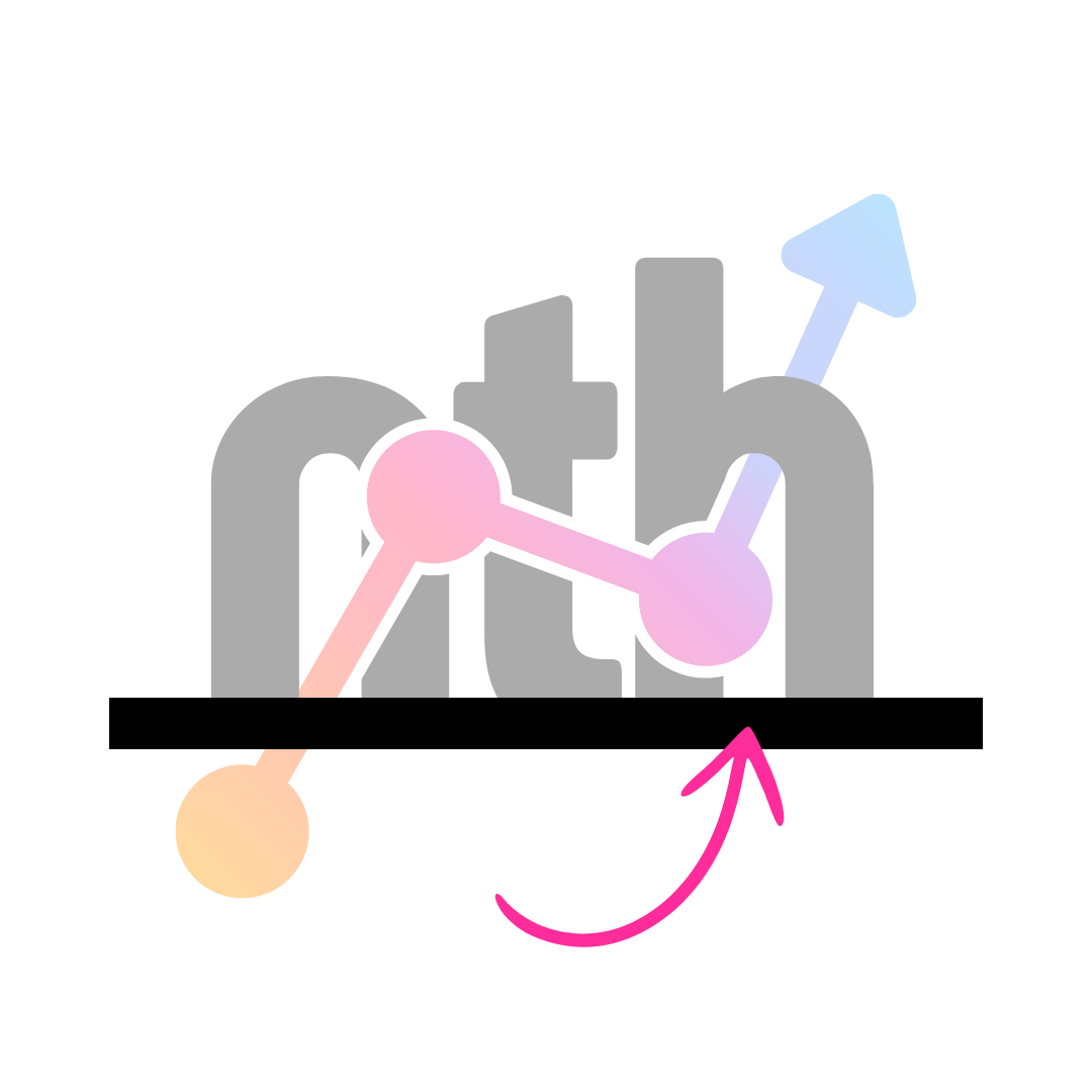 A graphic of a graph with a pink arrow pointing up.