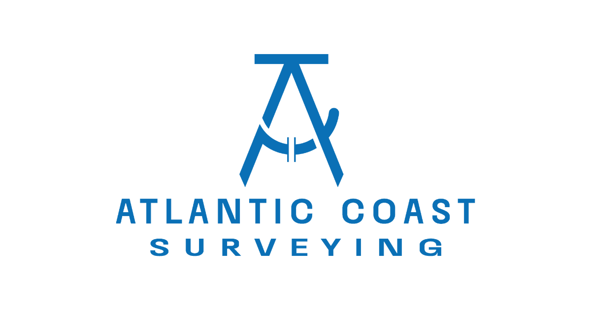 The logo for atlantic coast surveying is blue and white.