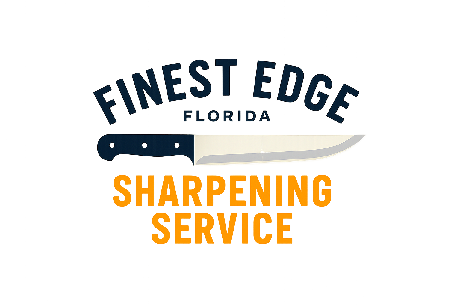 Finest Edge Sharpening Service logo: knife illustration, text "Finest Edge Florida SHARPENING SERVICE".