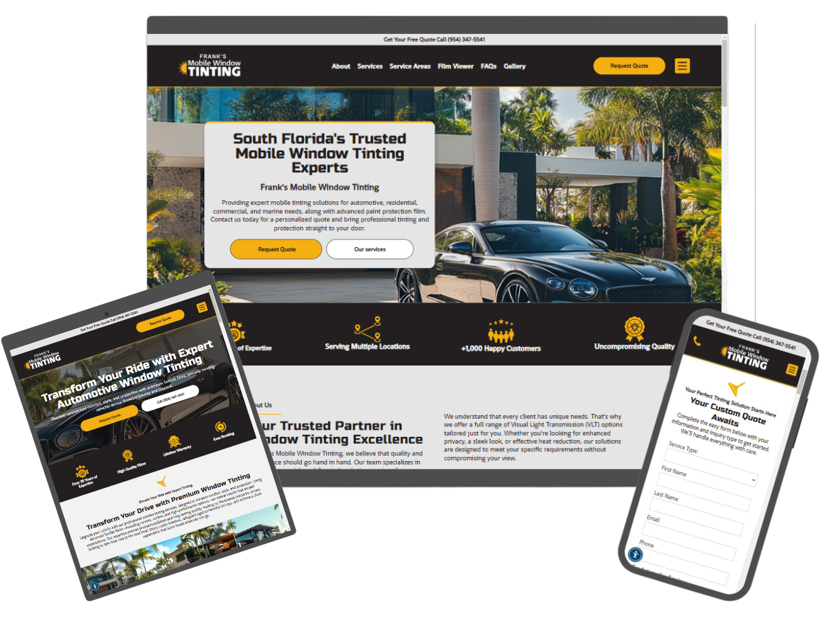 Website design for Frank's Mobile Window Tinting