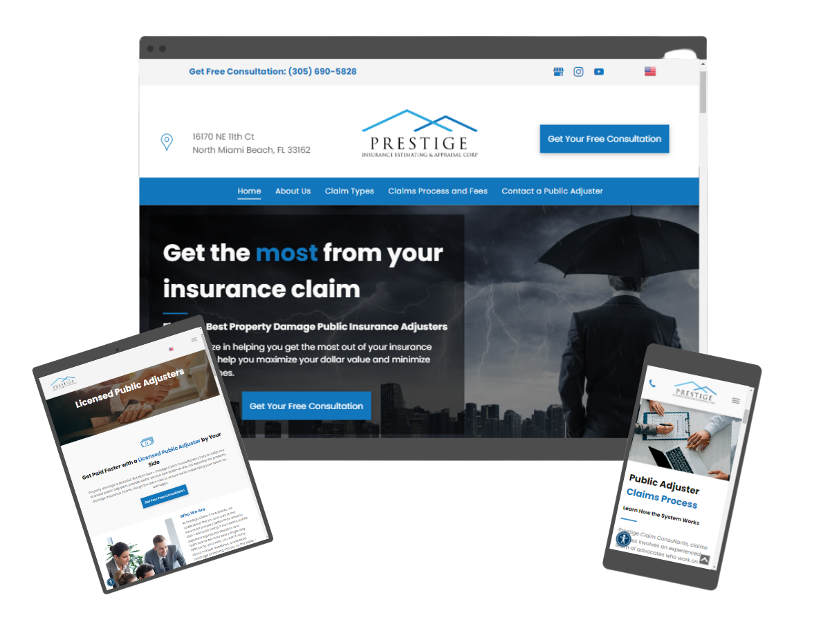 The Business Theory Public Adjuster Website Design