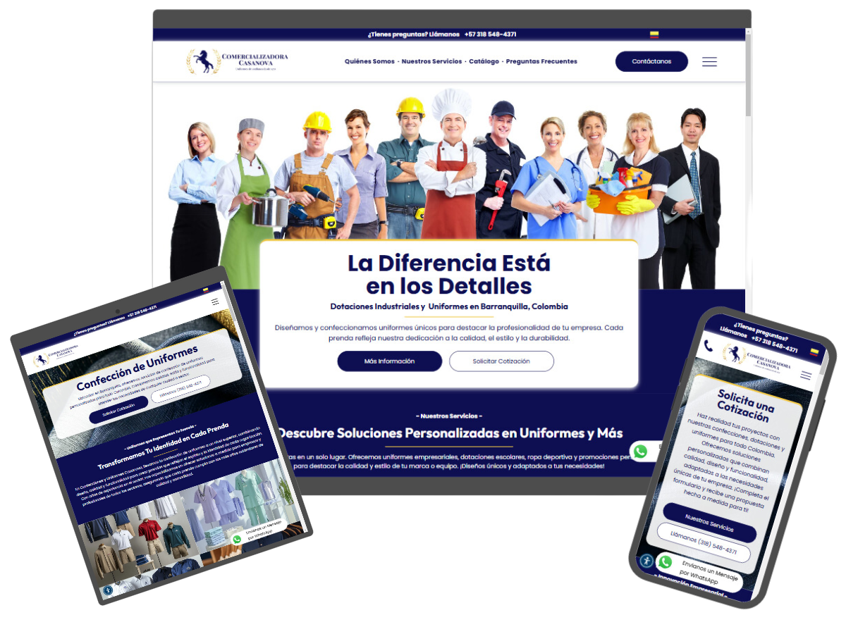 Website design for uniform manufacturer in Barranquilla, Colombia