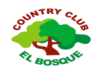 Logotipo del Country Club El Bosque, que presenta un árbol con hojas verdes y el nombre en un semicírculo.