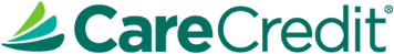 CareCredit logo: teal text with a green and teal swoosh.