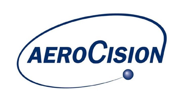 AeroCision logo: dark blue text within an oval, with a blue sphere and curved line.
