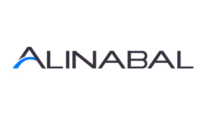 Logo: ALINABAL text with a blue arch over the A.