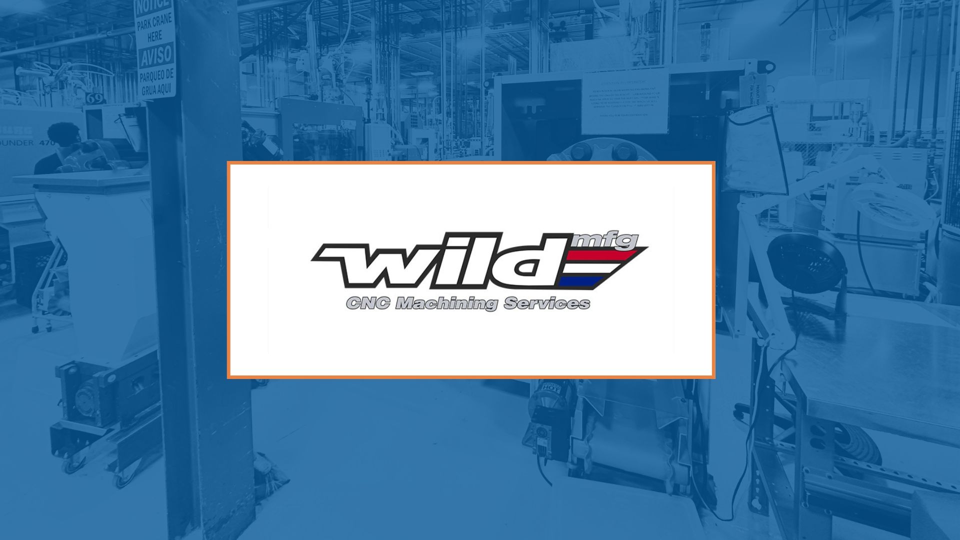 Logo for Wild CNC Machining Services on a blue background.