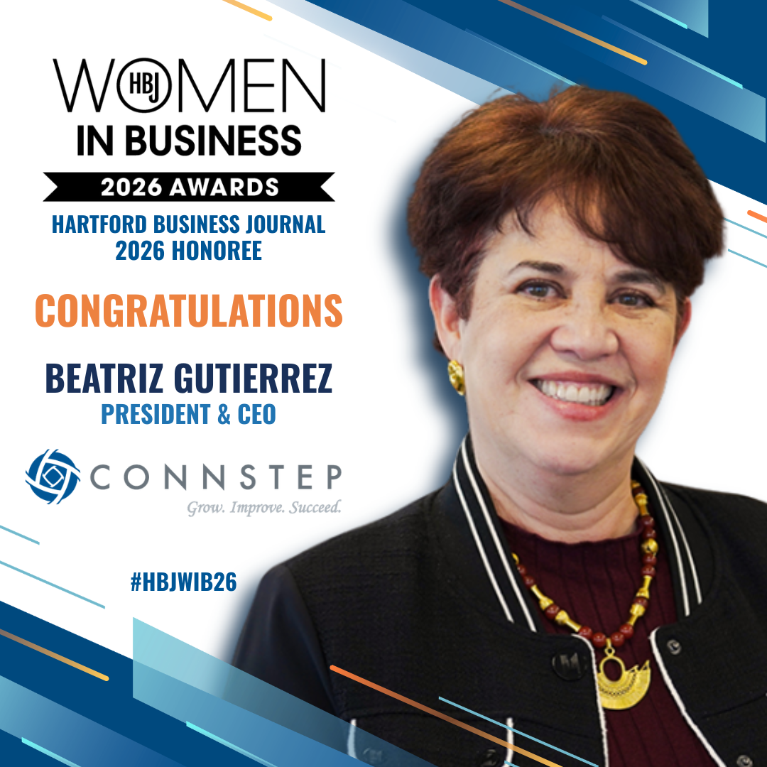 Photo of CONNSTEP President and CEO Beatriz Gutierrez with a congratulatory message.