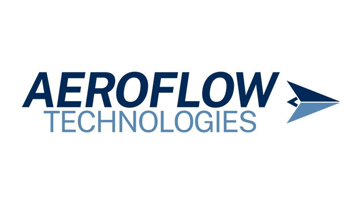 Aeroflow Technologies logo in blue; text over a paper airplane icon.