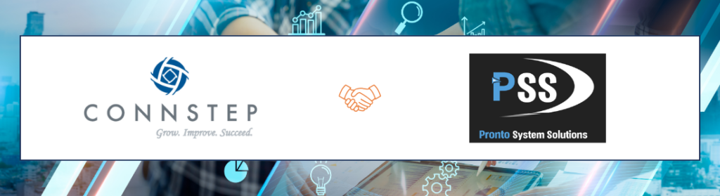 Logos of Connstep, an orange stylized shape, and PSS.