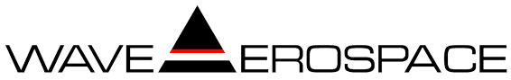 Wave Aerospace logo: Black triangle over horizontal line, red accent, “WAVE” before 