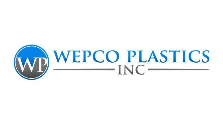 Logo for Wepco Plastics Inc. Text is blue and grey.