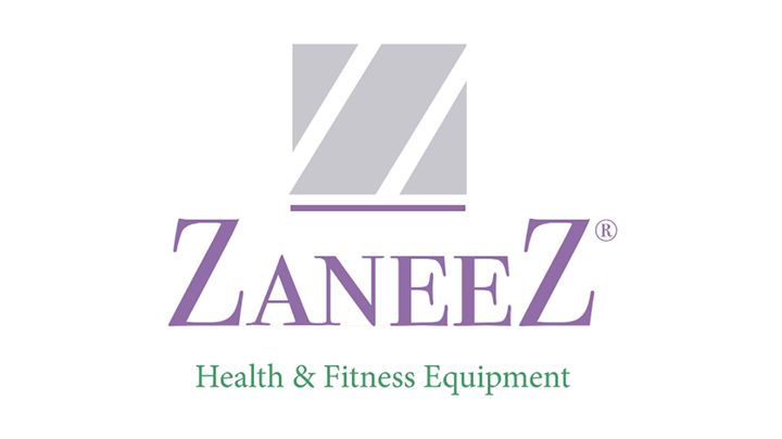 Logo for ZANEZ Health & Fitness Equipment, with a purple font and a gray abstract