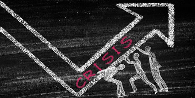 People lifting up an arrow marked