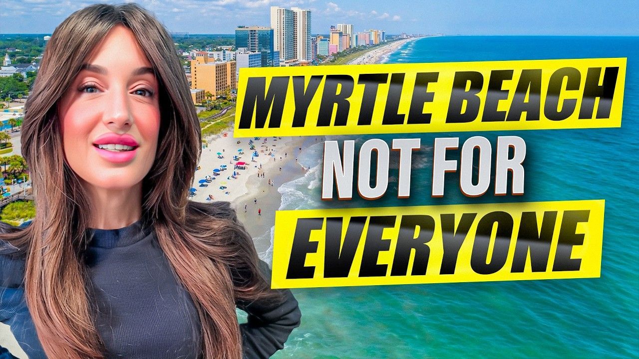 Woman in front of Myrtle Beach, text reads 