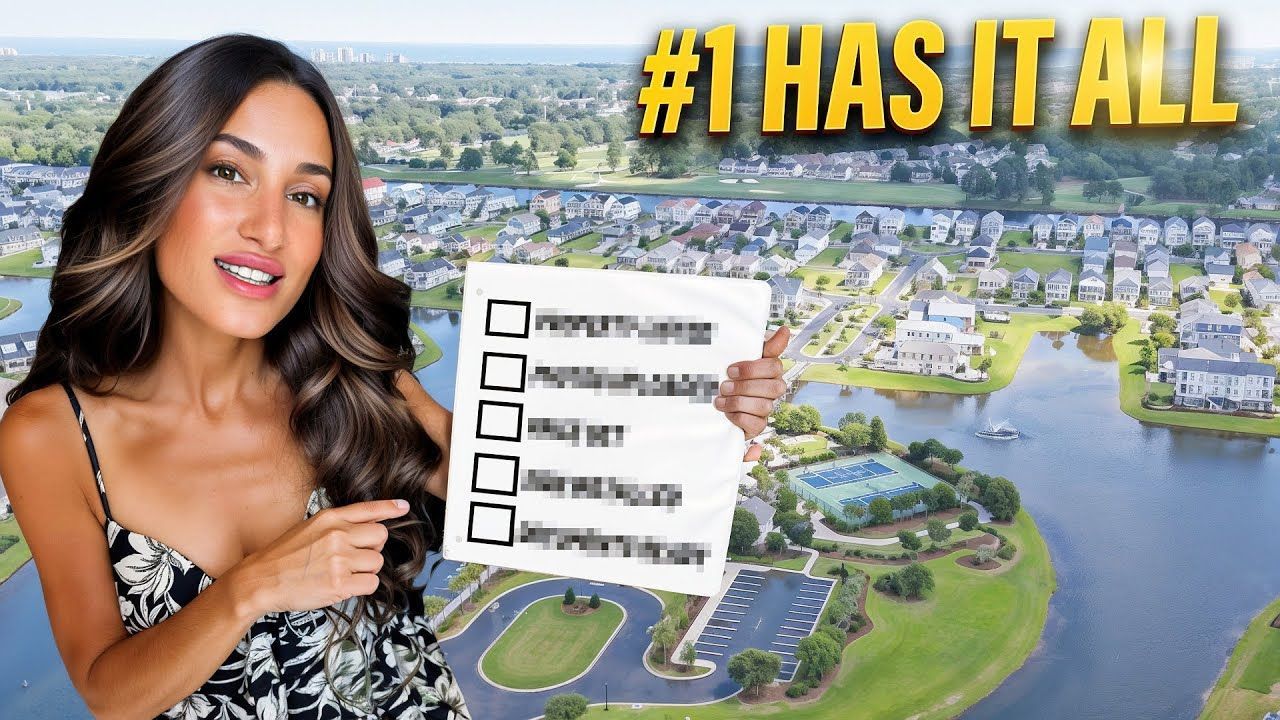 Woman pointing at checklist with a neighborhood and waterfront in the background. Headline reads