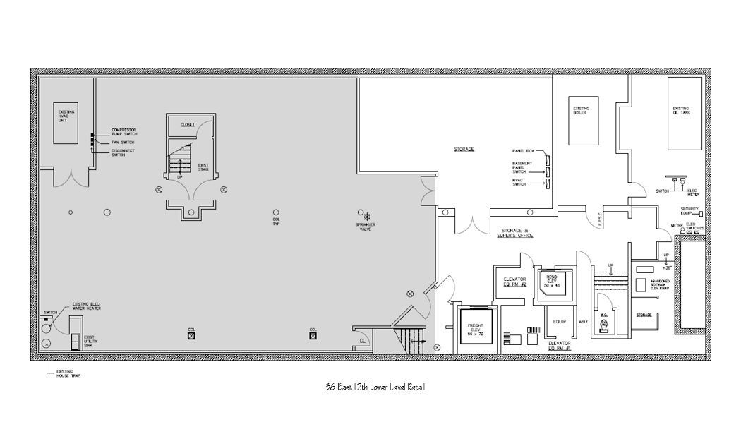 Lower Level Plan, Retail Space near Union Square, Manhattan