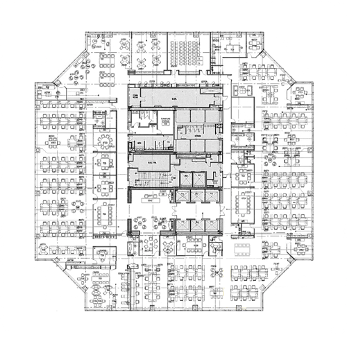 Amazing Full Floor with 165 Open Plan Workstations - Floor Plan