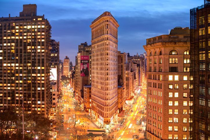 Flatiron District neighborhood at dusk, New York City Commercial Real Estate