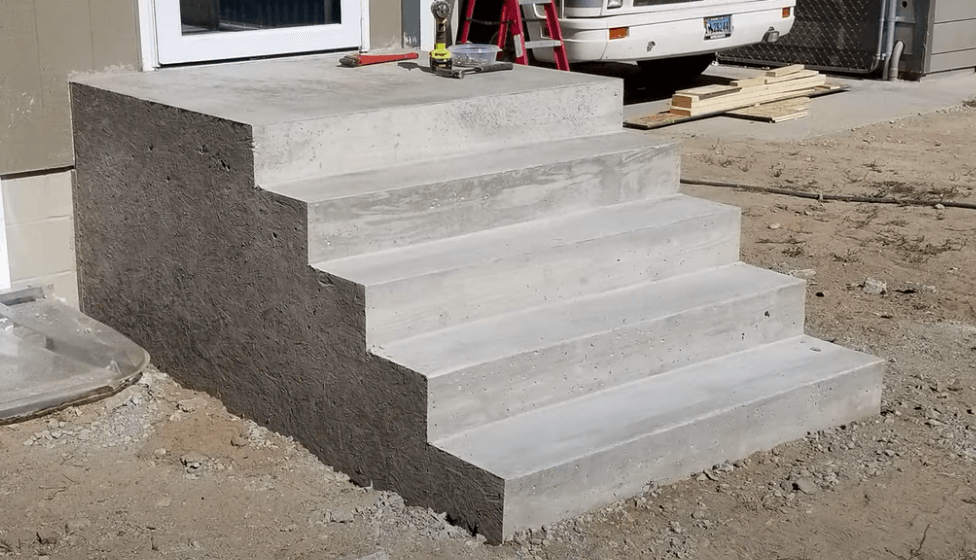 Finished concrete steps outdoors