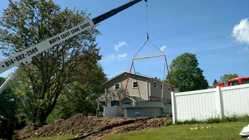 Crane Service Installing an In-Ground Pool, Ashtabula, OH