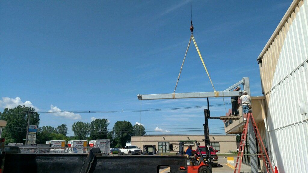 Crane Service and Forklift Lifting Building Materials