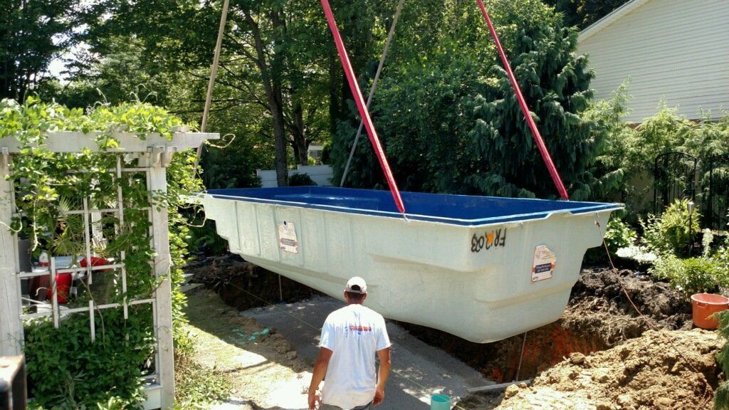 Installing a Pool with Boom Truck, Erie, PA