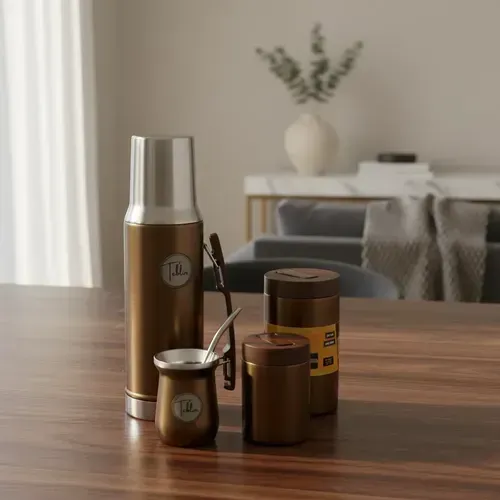 Combo Completo Termo+mate+yerbera+azucarera+bombilla acero inoxidable