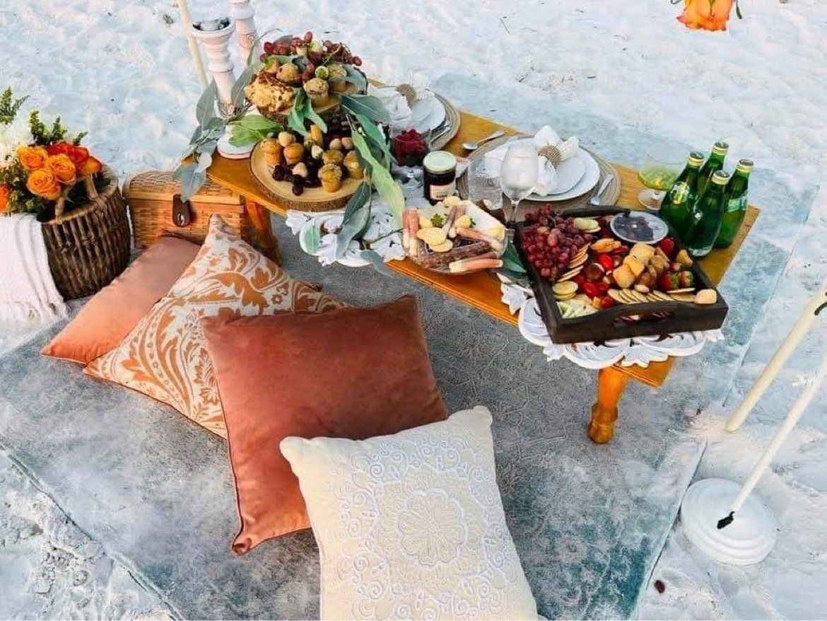 night beach party set up