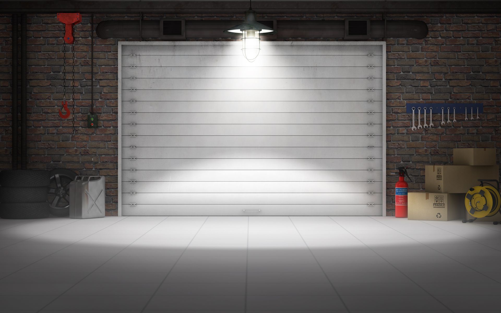 A garage with a light on | Garage Door Repair Winnemucca NV