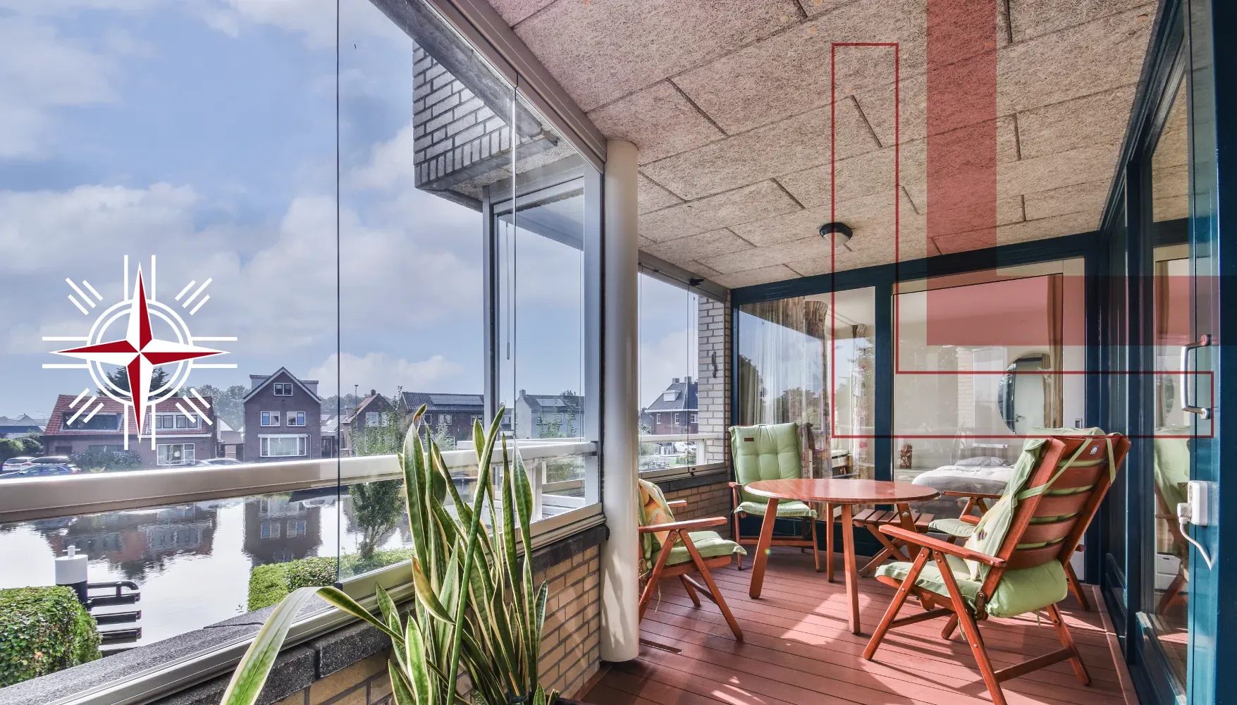 Sacada com cortina de vidro