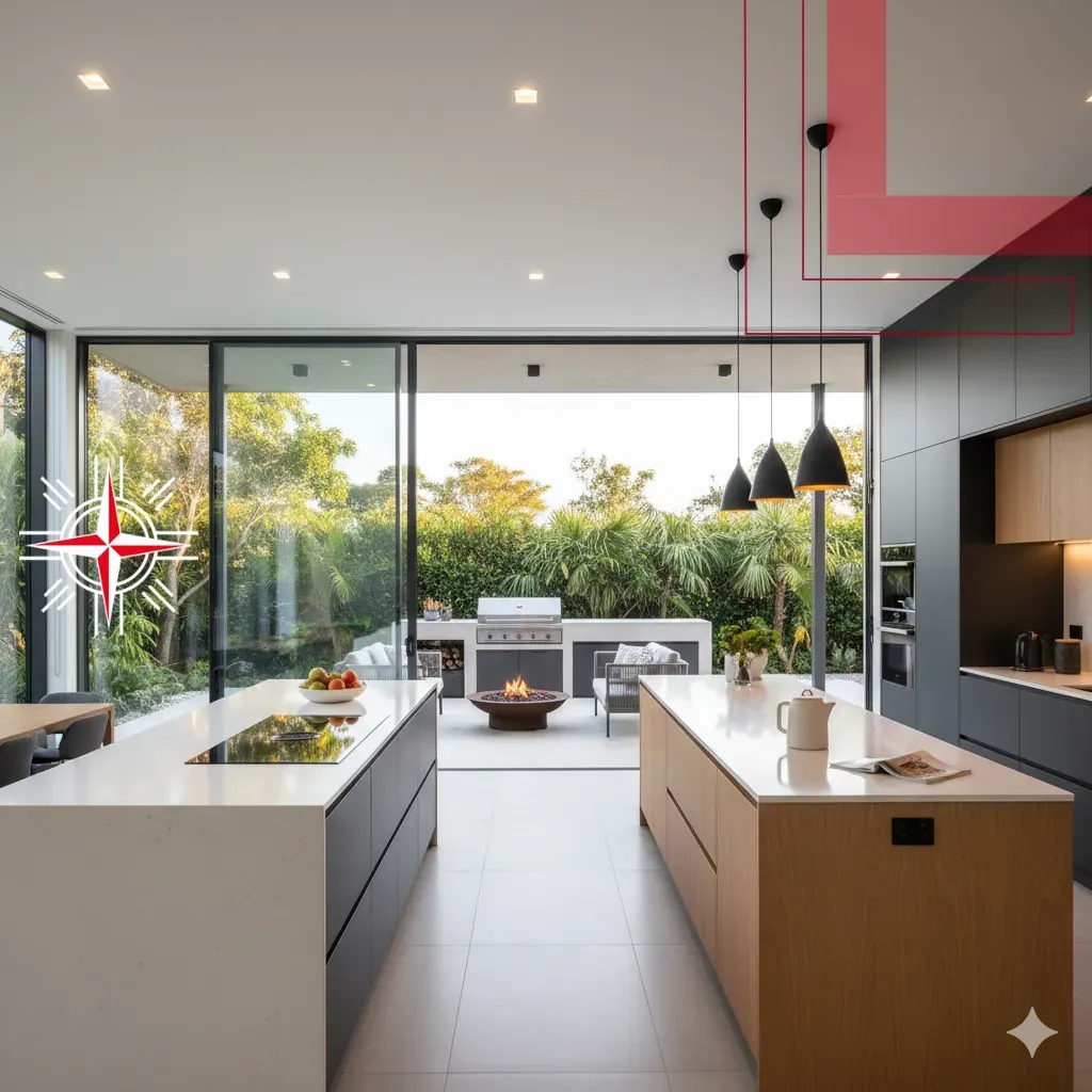 cozinha com parede de vidro