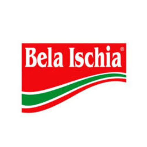 Um logotipo vermelho e verde para bela ischia
