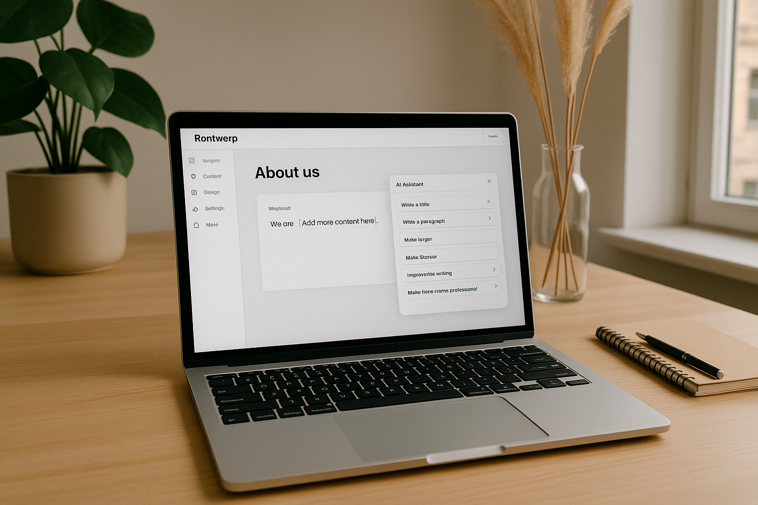 De Rontwerp website-editor met AI-assistentie – sneller en makkelijker zelf je website beheren