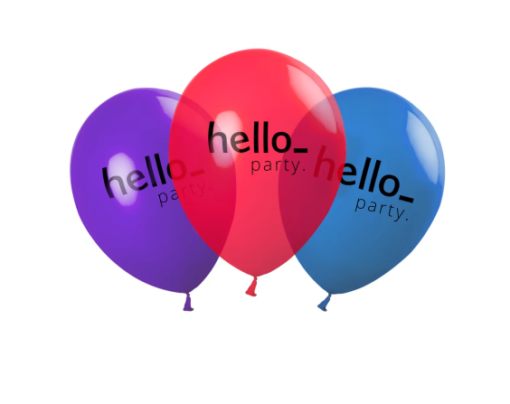 Drie ballonnen met daarop hallofeestje