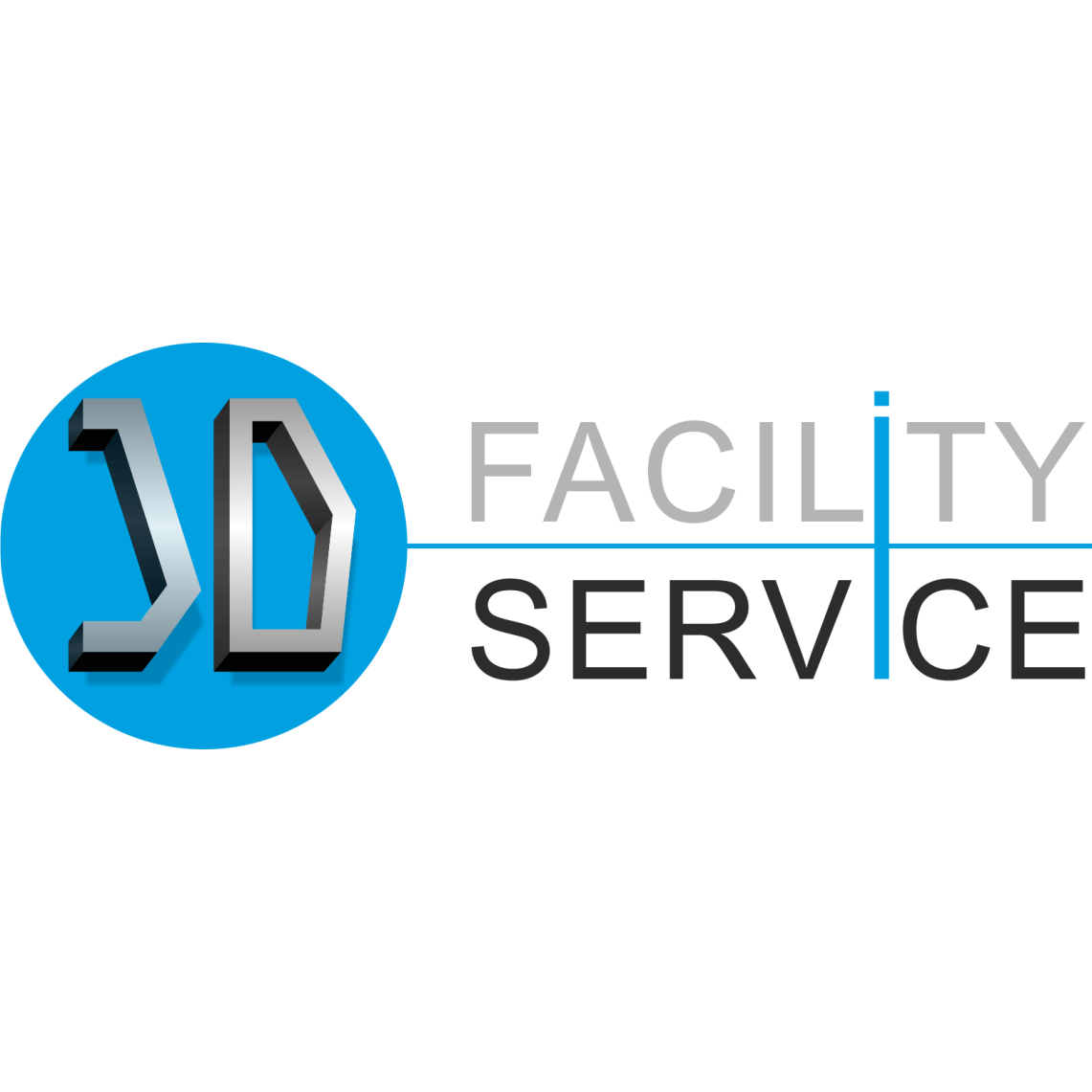 Een blauw-wit logo voor facilitaire dienstverlening