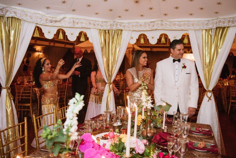 Wedding celebration with group in an Arabian styled setting