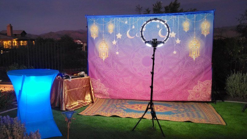 Backdrop Photo Op Glow Bar Tables