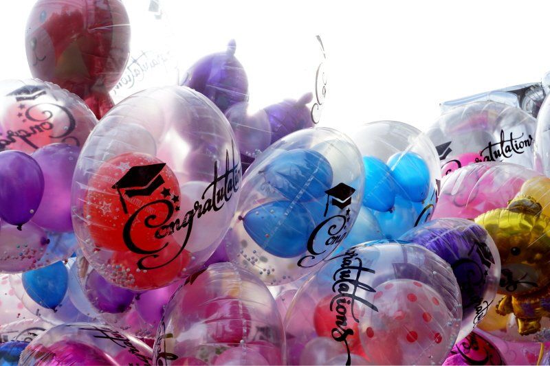 Student events graduation theme with balloons