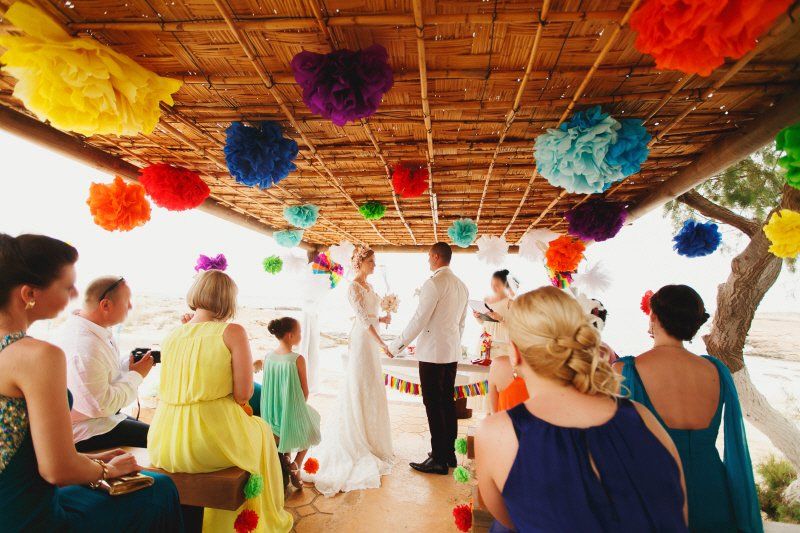 Wedding celebration Hawaiian styled floral theme setting