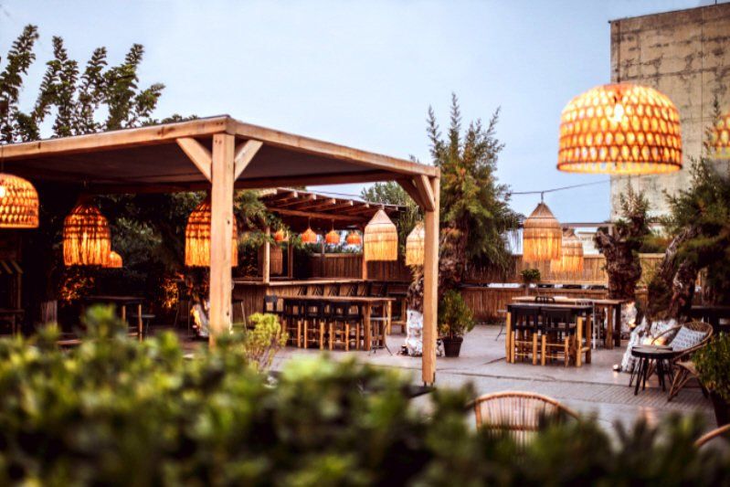 Hawaiian decorated tiki bar