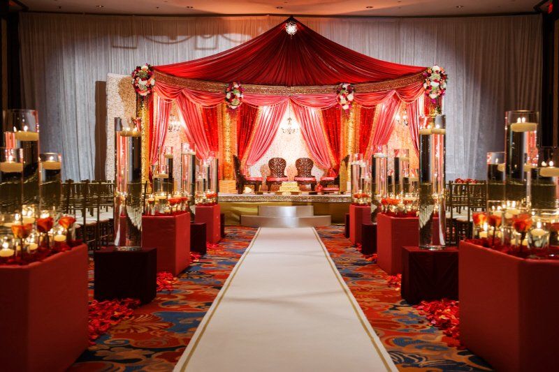 Wedding celebration Indian style mandap setup