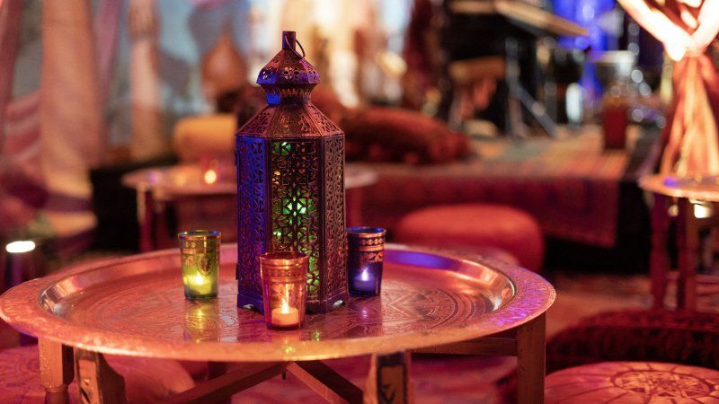 Moroccan Brass Tray Table Lantern