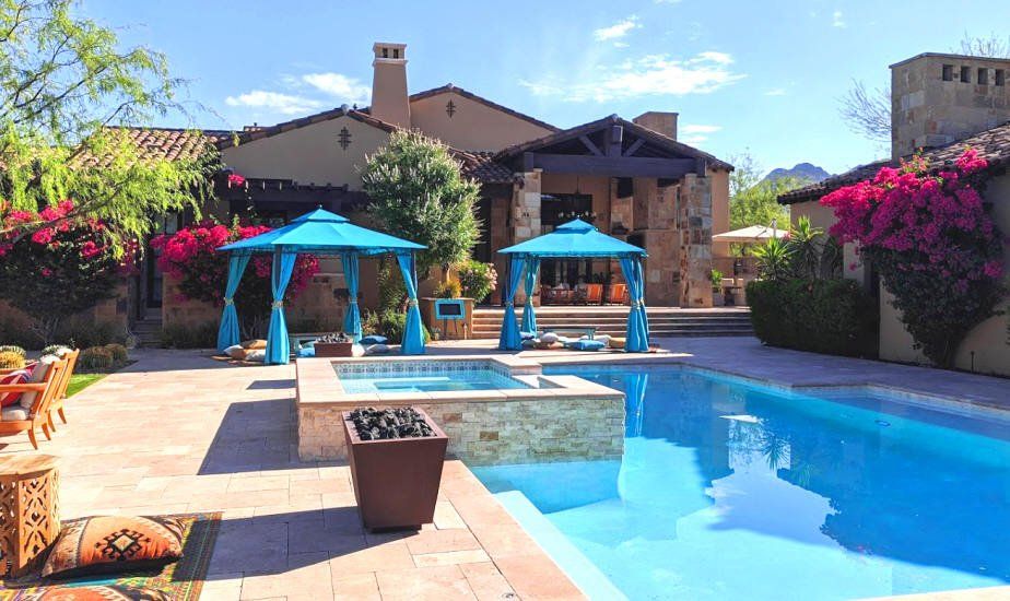 Pool party cabanas at luxury picnic