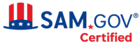 SAM.gov Certified logo: American flag hat icon next to blue text and red 