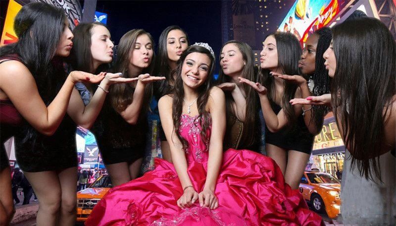 Group of young teens celebrating a birthday